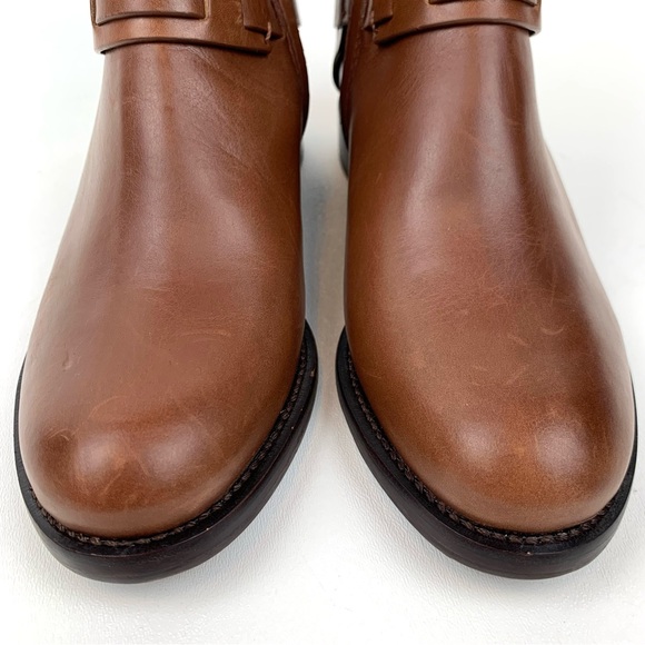 Tory Burch Boots Cognac Brown Leather Harness Equestrian Colton Ankle Size 5 - Picture 5 of 11